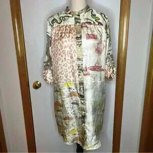 La Prestic Ouiston Open It Mao Collar Blouse Dress All Over Print Size 0 (US 4)